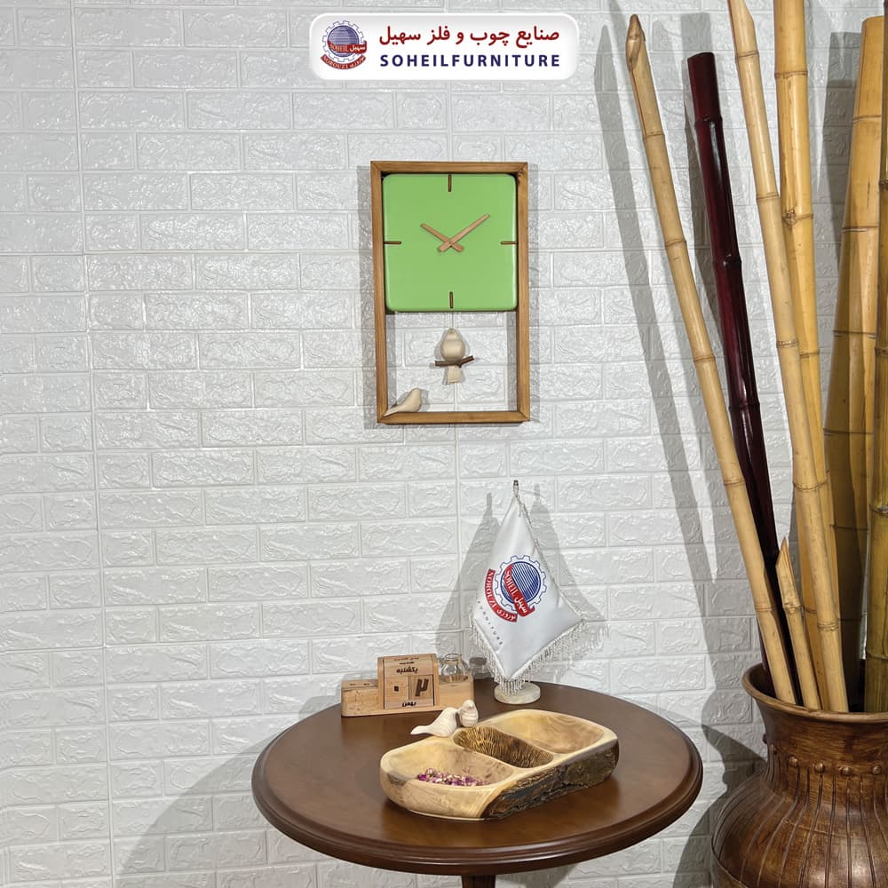 ساعت دیواری چوبی مدرن پرنده دار مدل پاندولی سهیل