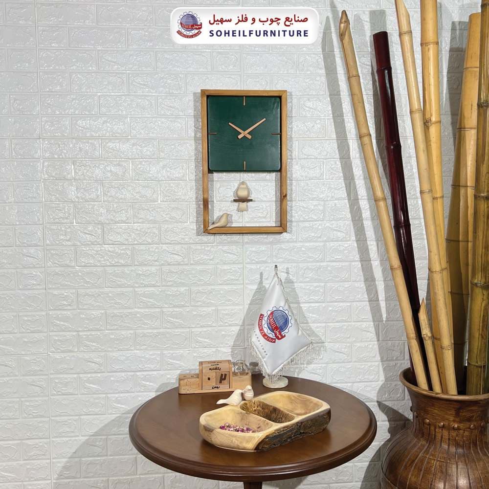 ساعت دیواری چوبی مدرن پرنده دار مدل پاندولی سهیل — تصویر ۶