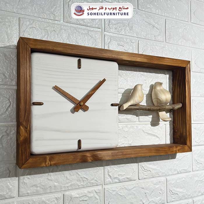 ساعت دیواری چوبی مدرن مدل M25 افقی سهیل — تصویر ۷