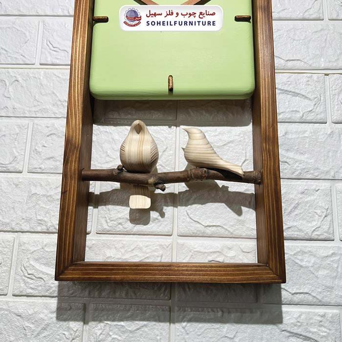 ساعت دیواری چوبی فانتزی پرنده دار مدل M25 سهیل — تصویر ۶