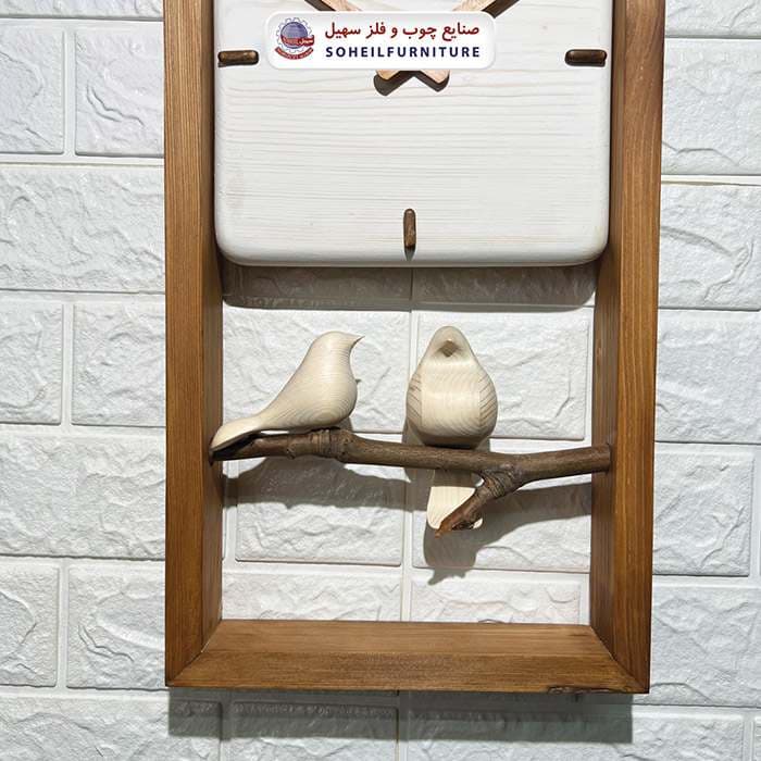 ساعت دیواری چوبی فانتزی پرنده دار مدل M25 سهیل — تصویر ۳