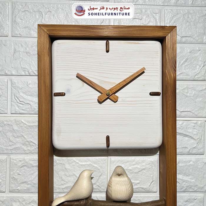 ساعت دیواری چوبی فانتزی پرنده دار مدل M25 سهیل — تصویر ۴