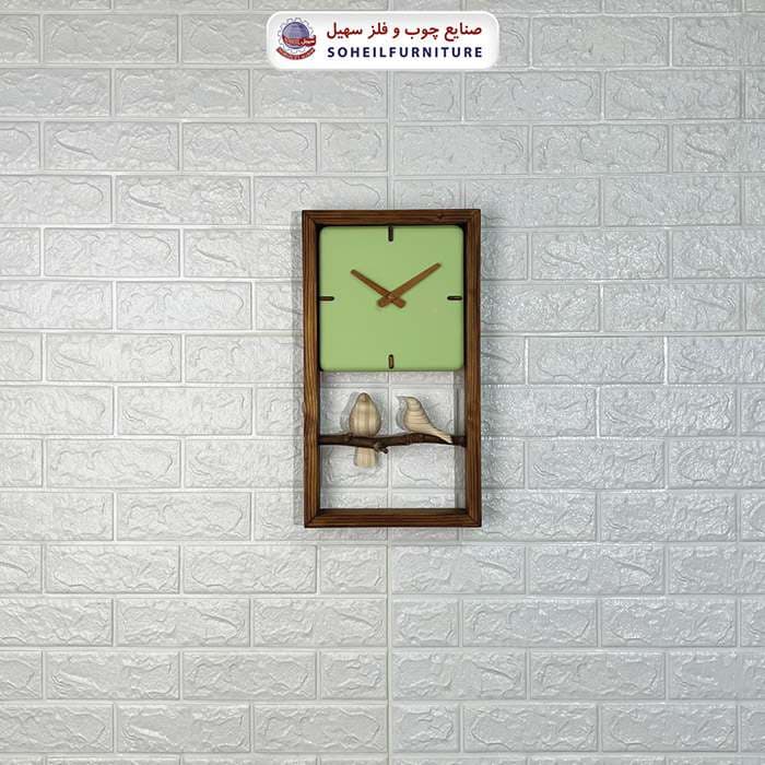 ساعت دیواری چوبی فانتزی پرنده دار مدل M25 سهیل — تصویر ۵