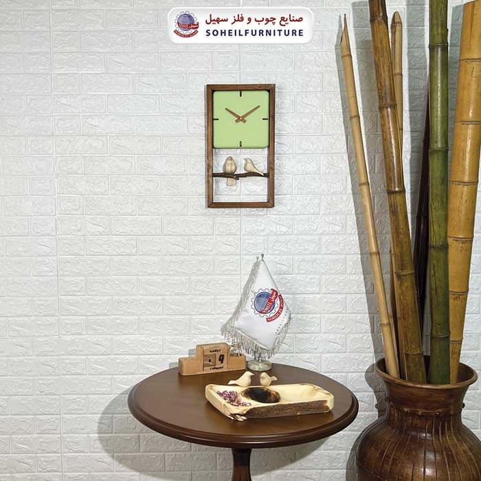 ساعت دیواری چوبی فانتزی پرنده دار مدل M25 سهیل — تصویر ۸