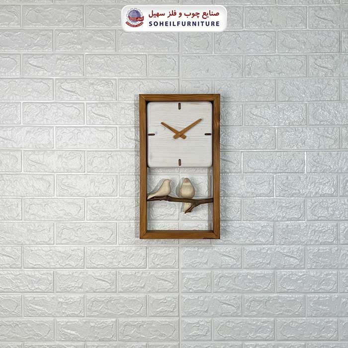 ساعت دیواری چوبی فانتزی پرنده دار مدل M25 سهیل — تصویر ۲