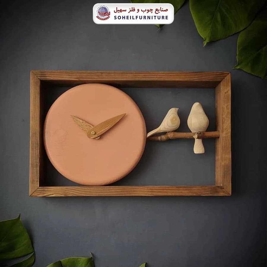 ساعت دیواری چوبی مدرن مدل G25 افقی سهیل
