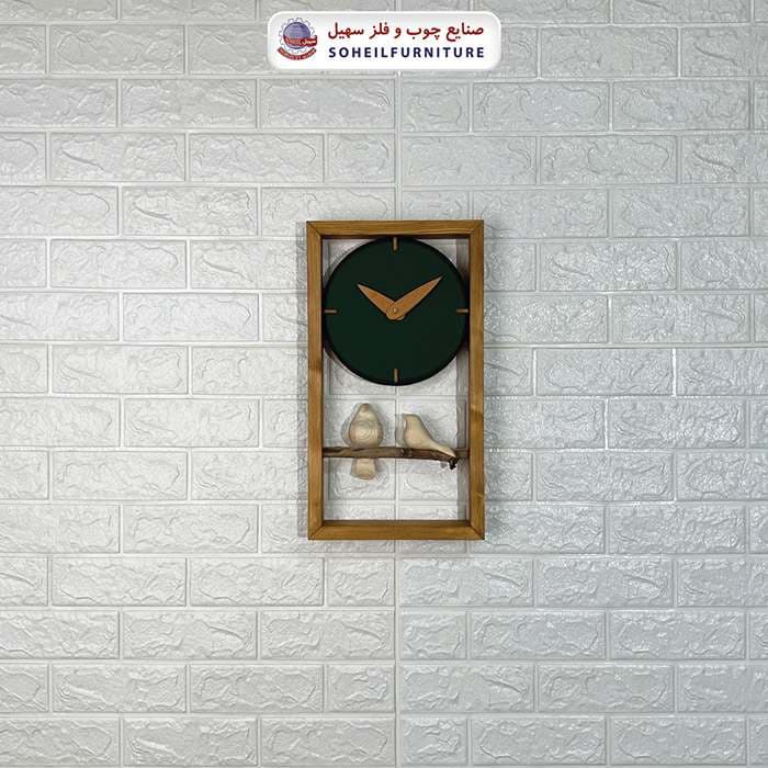 ساعت دیواری چوبی فانتزی پرنده دار مدل G25 سهیل — تصویر ۳