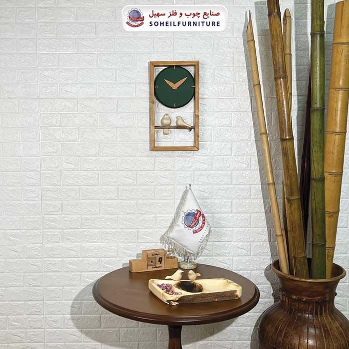 ساعت دیواری چوبی فانتزی پرنده دار مدل G25 سهیل — تصویر ۴
