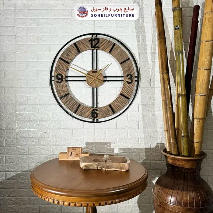 ساعت دیواری چوبی فلزی مدل والتر Walther 8076 — تصویر ۵