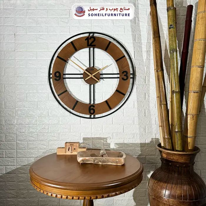 ساعت دیواری چوبی فلزی مدل والتر Walther 8076 — تصویر ۳