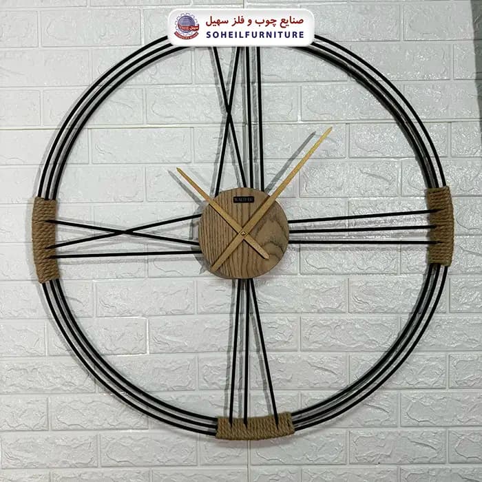 ساعت دیواری چوبی فلزی مدل والتر Walther کنفی — تصویر ۳