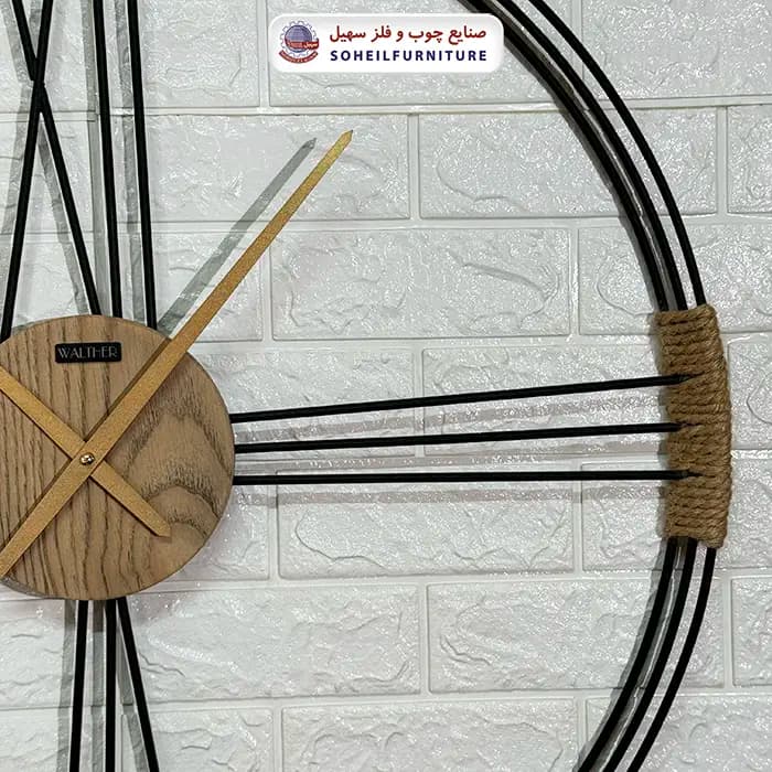 ساعت دیواری چوبی فلزی مدل والتر Walther کنفی — تصویر ۶