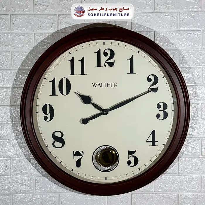 ساعت دیواری چوبی پاندول دار مدل والتر Walther 7042 — تصویر ۵
