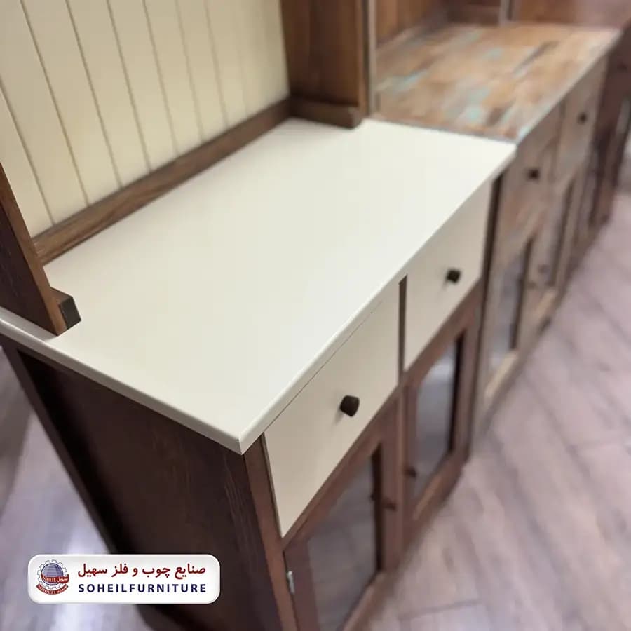 کافی بار مینیمال تمام چوب گردویی کرم سهیل — تصویر ۲