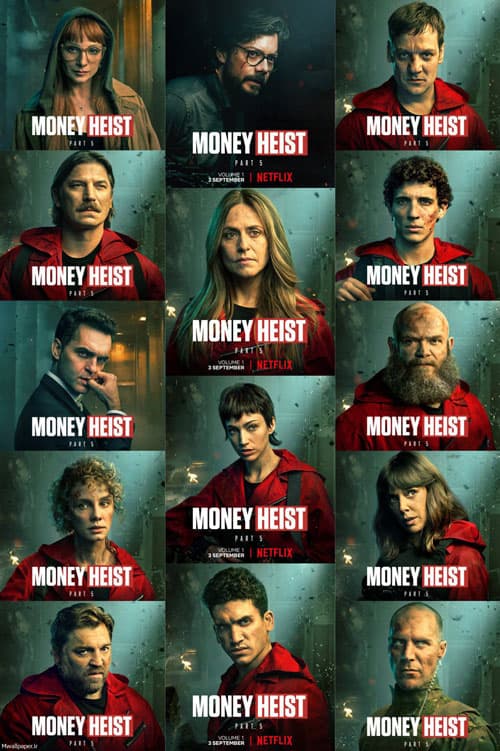 تابلو شخصیت های سریال سرقت پول money heist — تصویر ۲