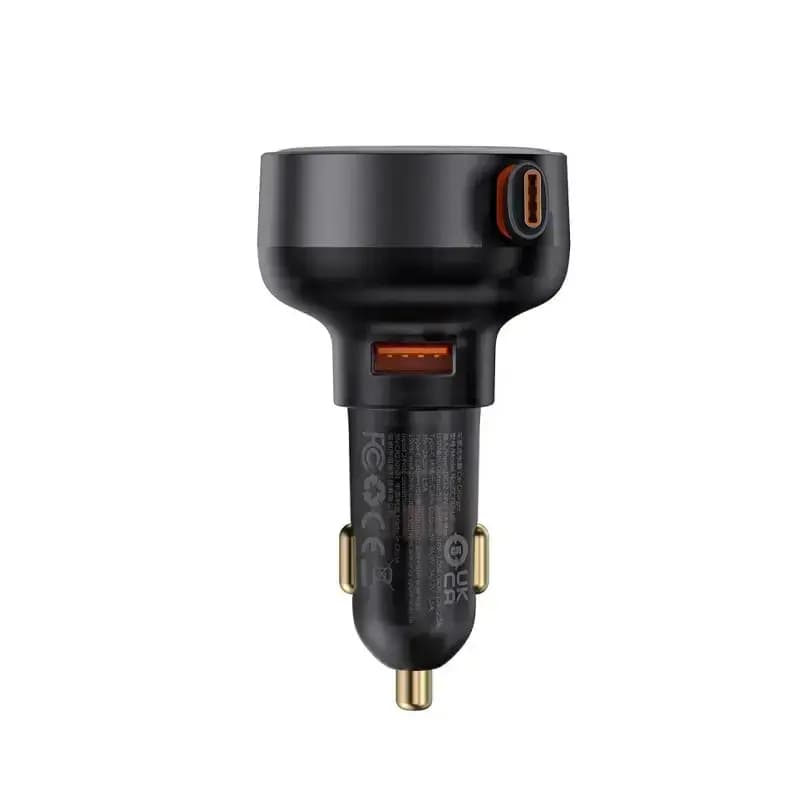 شارژر فندکی باسئوس مدل Enjoyment Pro Car Charger U+Retractable Type-C توان 60 وات — تصویر ۵