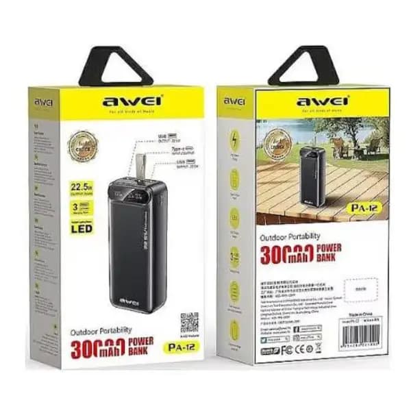پاوربانک فست شارژ 30000 هزار اوی مدل Awei PA-12 Fast Charging — تصویر ۲
