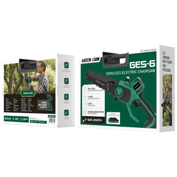 اره برقی شارژی گرین لاین مدل Green Lion GES-6 Cordless Electric Chainsaw — تصویر ۴