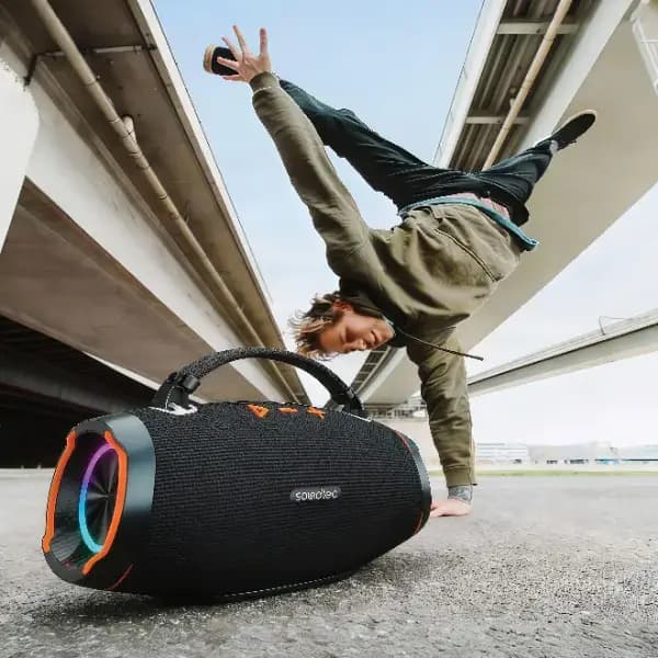اسپیکر استریو قابل‌حمل با قابلیت اتصال TWS پرودو مدل Porodo Soundtec Nancy Portable Stereo Speaker TWS Pairing — تصویر ۳