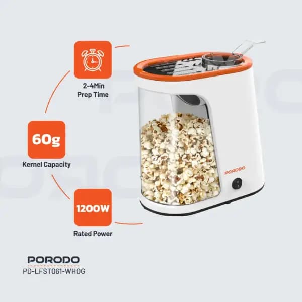دستگاه پاپ‌ کورن‌ ساز لایف‌ استایل پرودو مدل Porodo Lifestyle Air-Popped Popcorn Maker — تصویر ۲