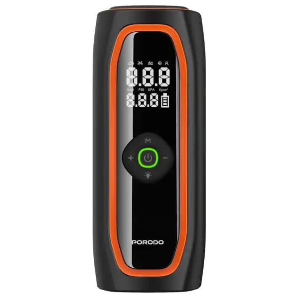 پمپ باد با نمایشگر لحظه‌ای فشار باد پرودو مدل Porodo Voltair Car Tire Inflator with Real-time Pressure Display