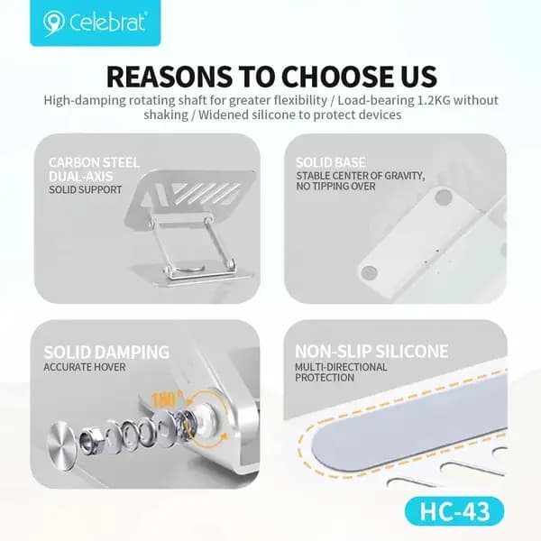 پایه لپ‌تاپ فلزی قابل چرخش ۳۶۰ درجه سلبریت مدل Celebrat HC-43 — تصویر ۴