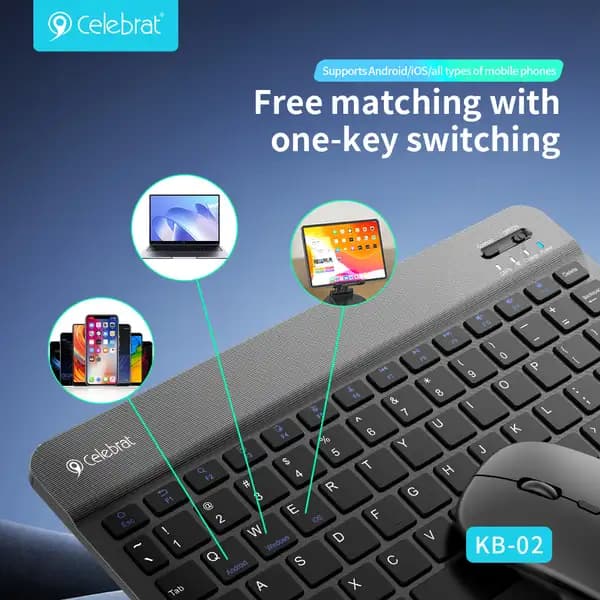 ست کیبورد و ماوس بی‌سیم سلبریت مدل Celebrat KB-02 Wireless Keyboard and Mouse Combo — تصویر ۲