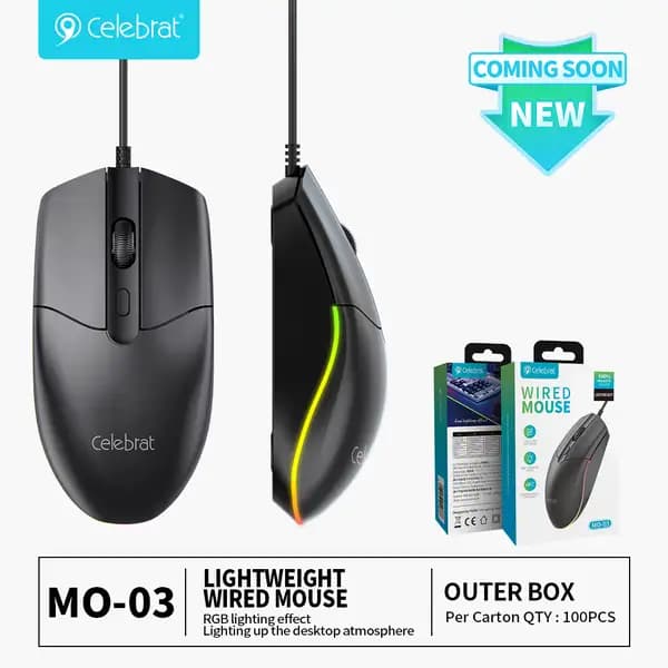 موس اداری و گیمینگ RGB سلبریت مدل Celebrat MO-03 RGB Office & Gaming Mouse — تصویر ۶