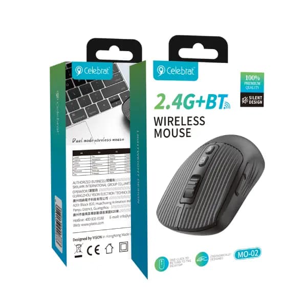 موس بی‌سیم دوحالته و بی‌صدا سلبریت مدل Celebrat MO-02 Silent Dual-Mode — تصویر ۶