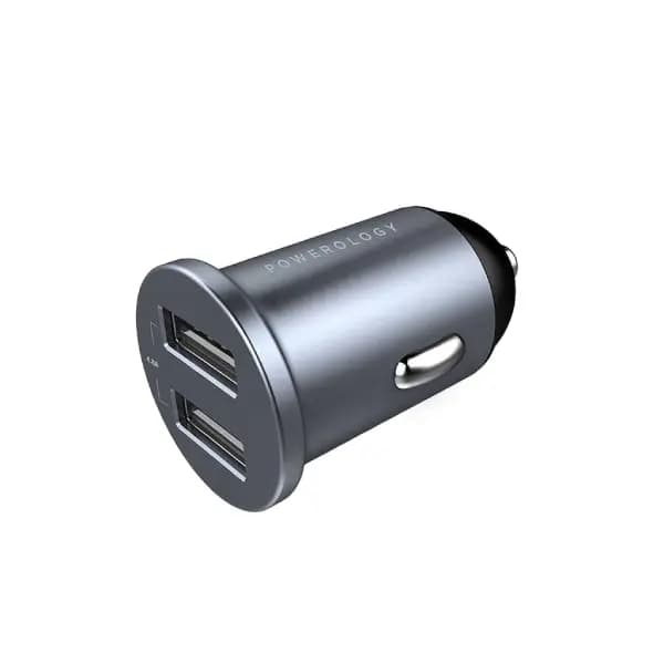 شارژر فندکی مینی دو پورت پاورولوژی مدل Powerology Dual USB-A Port Mini Car Charger PCCSR001