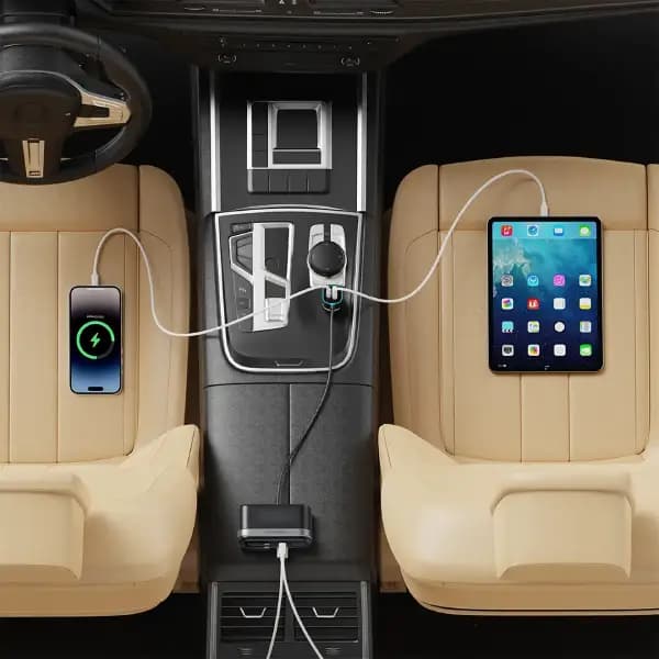 شارژر فندکی چندپورت ۶۰ وات پاورولوژی مدل Powerology Currnex 60W Multi-Port Car Charger — تصویر ۳