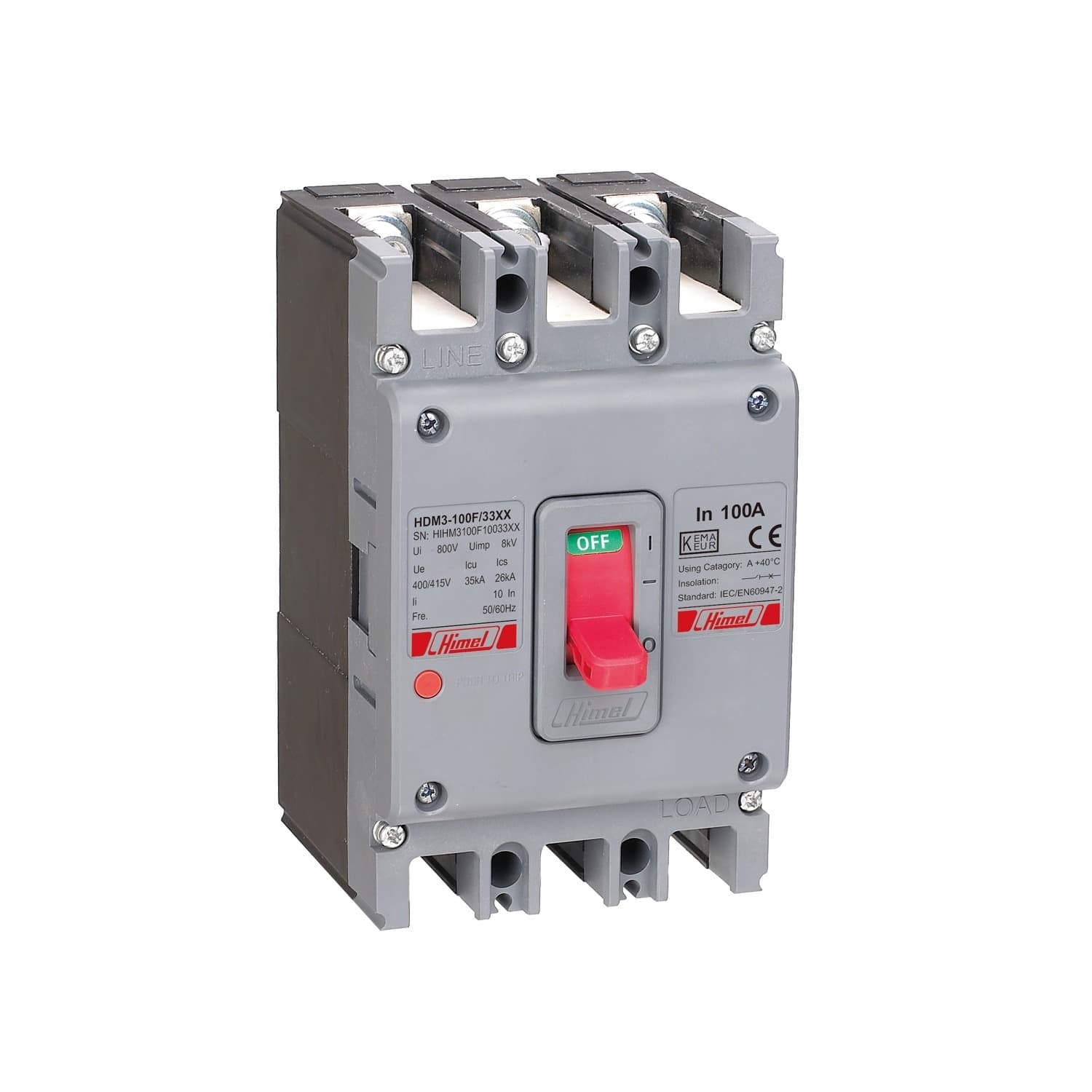 کلید اتوماتیک غیر قابل تنظیم هیمل سه پل 350 آمپر 50KA HDM3400F35033XX