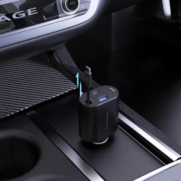 شارژر فندکی جمعشونده 103 وات با درگاه Type-C پاورولوژی مدل Powerology Type-C Retractable Car Charger 103W — تصویر ۷