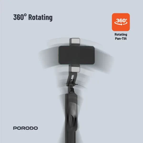مونوپاد و سه‌پایه با پایه چهارگانه تاشو پرودو مدل Porodo 360° Tilt Handle Media Pod Folding Quad Base — تصویر ۸