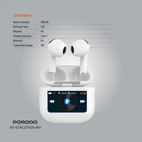 ایرپاد پرودو مدل Porodo Soundtec Glimpse Touch Display TWS — تصویر ۸