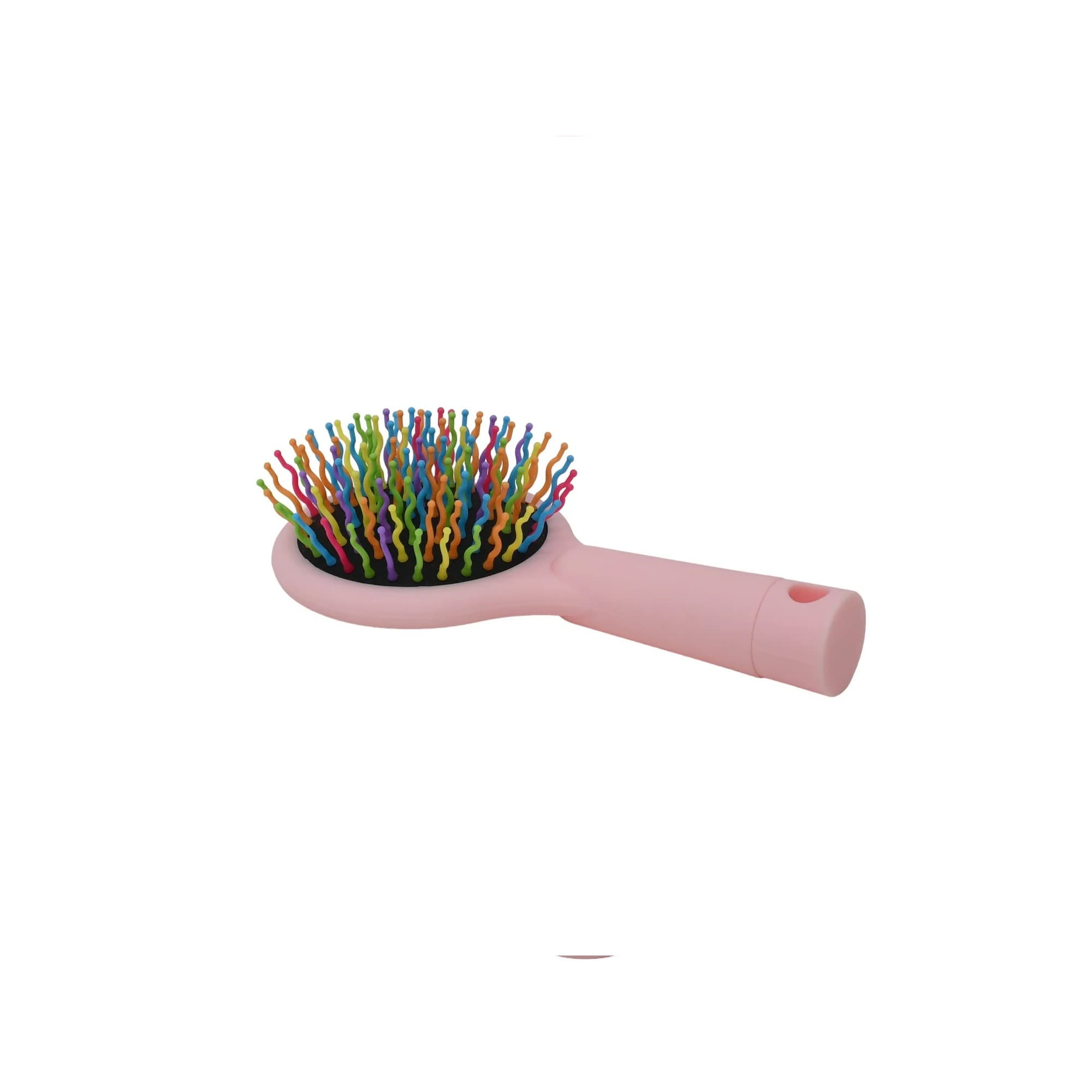 برس مو موموسو، مدل Rainbow bristle Hair Brush with Round Mirror- Pink، رنگین کمانی، صورتی، آینه دار، — تصویر ۳