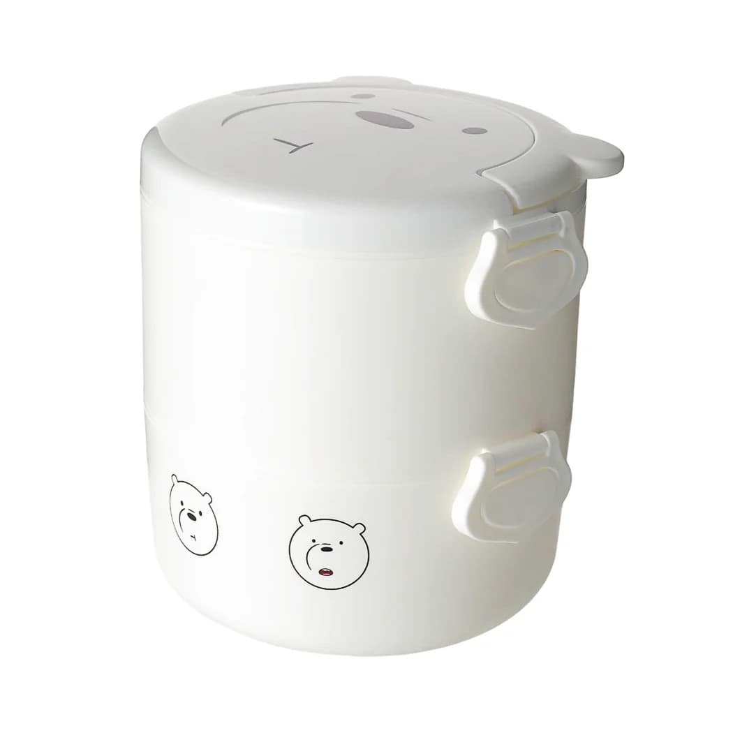 ظرف نگهدارنده غذا مینیسو، مدل We Bare Bears Collection Double Layered Bento Box، قطبی ما خرسها،دو طبقه، سفید، 1800 میلی لیتر