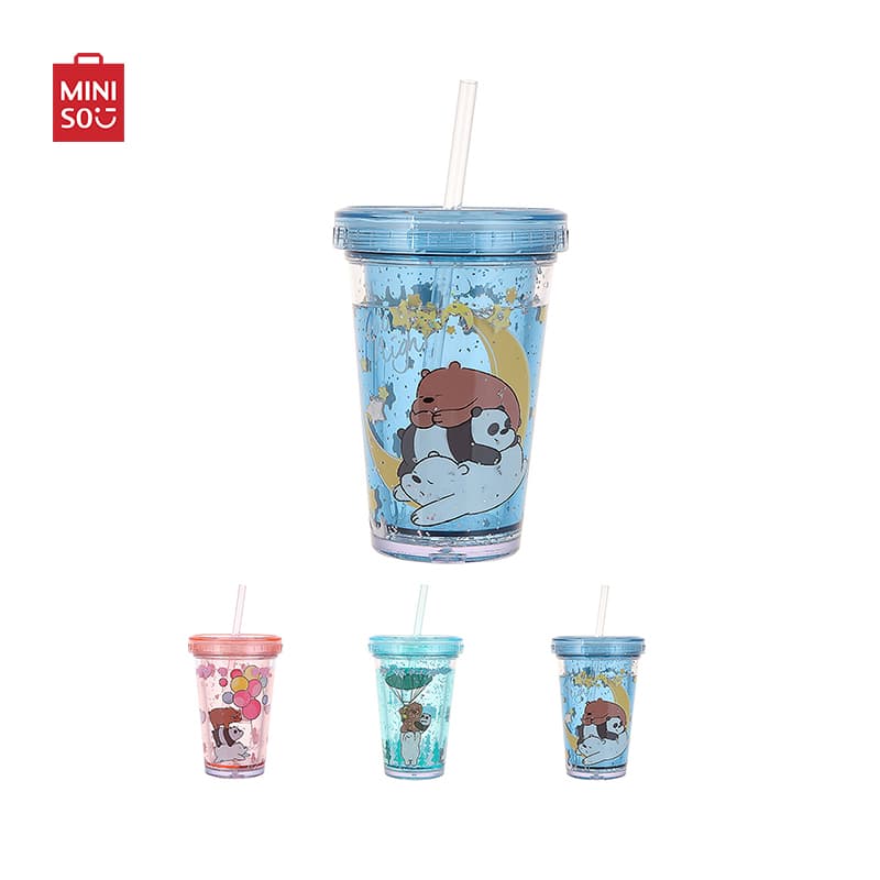 بطری در دار نی‌دار ما خرسها مینیسو، مدل We Bare Bears Collection Water Bottle، سبز/ دولایه، 320 میلی لیتر — تصویر ۳