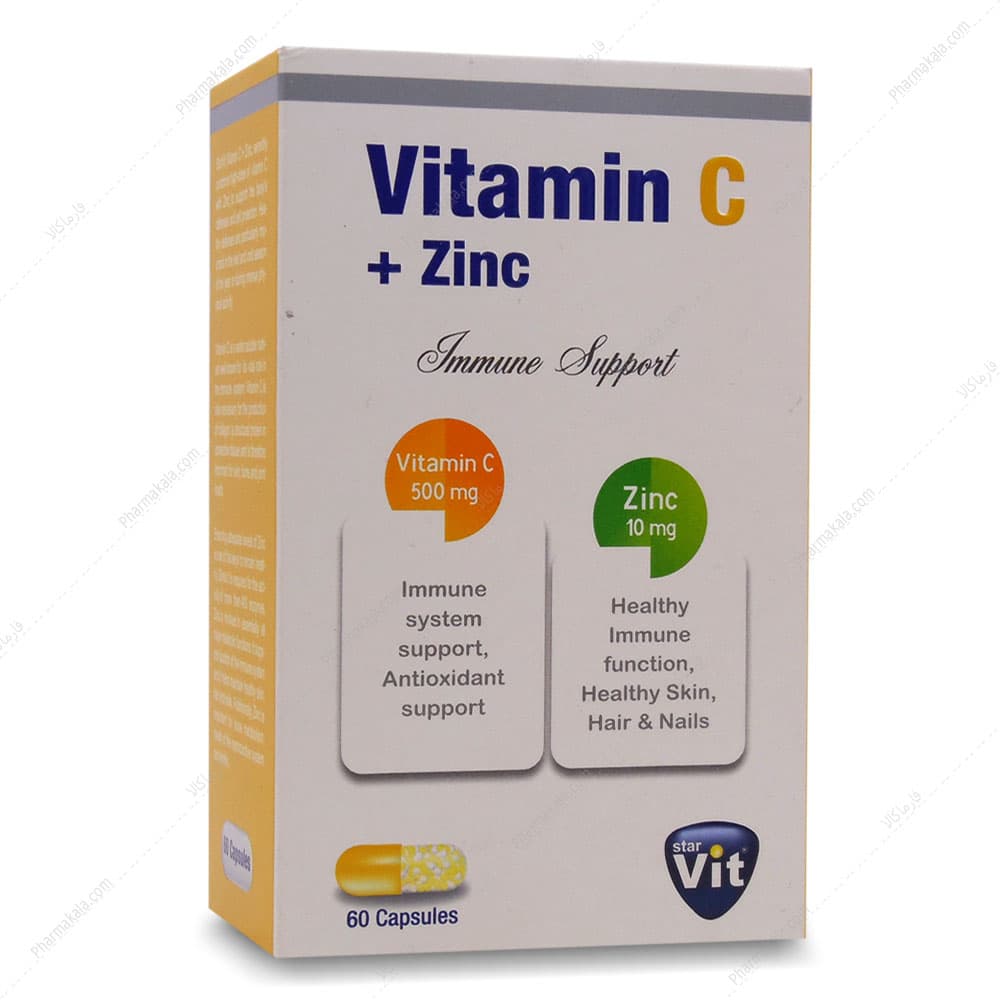 کپسول ویتامین ث زینک Vitamin C Zinc استار ویت 60 عددی
