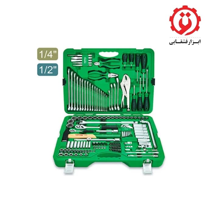 جعبه ابزار سبز 150 پارچه پلاستیکی تاپ تول مدل GCAI150R — تصویر ۳