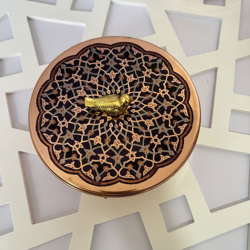 شکلات خوری مسی درب دار سنتی بزرگ کد ZH356.8 — تصویر ۲