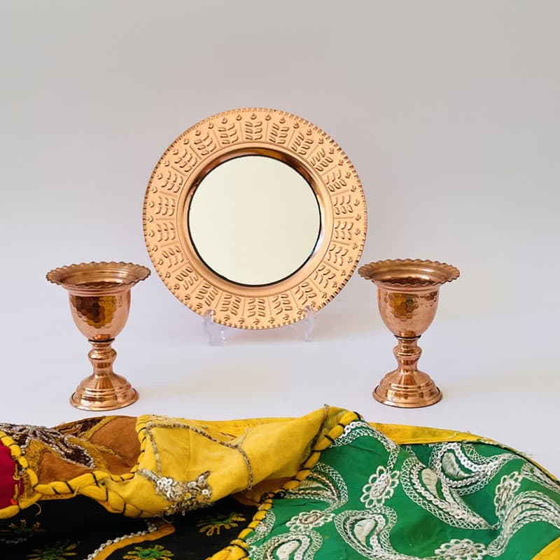 آینه و شمعدان مسی طرح جدید کد ZH223.12 — تصویر ۳