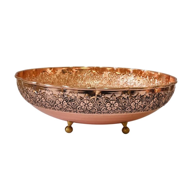 میوه خوری مسی قلم زنی پایه دار کد ZH321.14