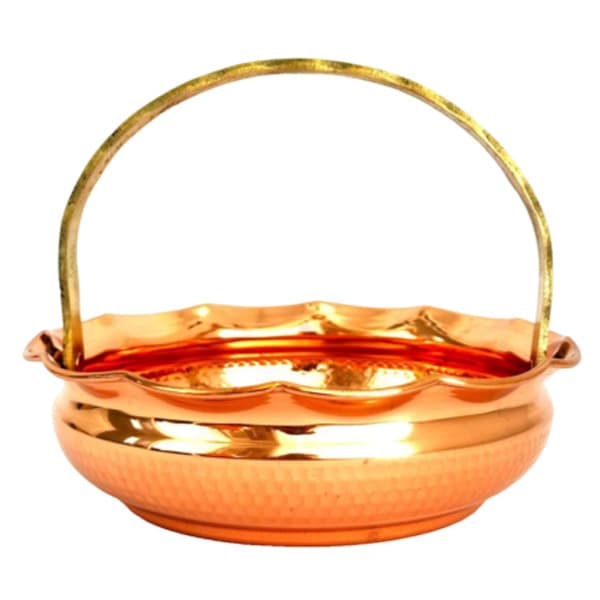 سبد میوه مسی لب چین دسته دار کد ZH319
