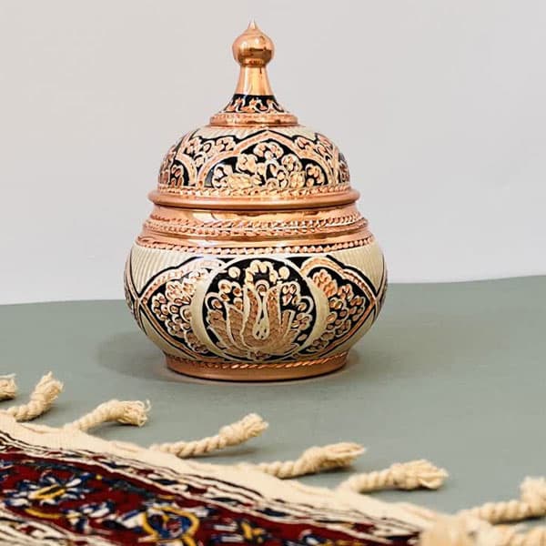 قندان مسی نقره کوب گنبدی کد ZH361.1 — تصویر ۴