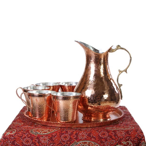 ست 8 تکه پارچ لیوان و سینی مسی کد ZH28 — تصویر ۲