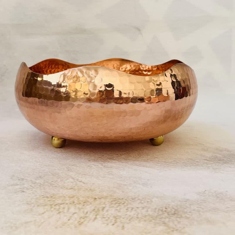 میوه خوری مسی سه پایه دار طرح لاله با کد ZH422.3 — تصویر ۷