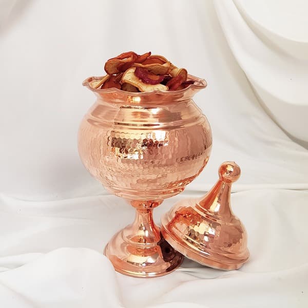 آجیل خوری مسی پایه دار مدل لب کنگره ای کد ZH282.2 — تصویر ۳