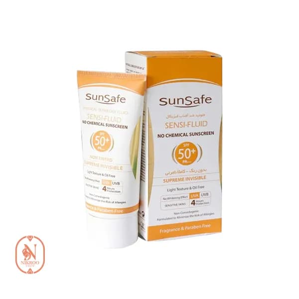 فلوئید ضدآفتاب فیزیکال SPF50 سان سیف پوست حساس 50 میل