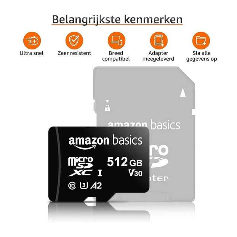 کارت حافظه ۵۱۲ گیگابایت همراه آداپتور برند Amazon Basics مدل MicroSDXC — تصویر ۵